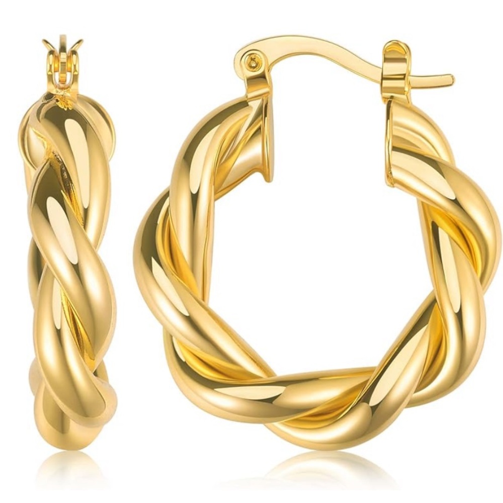 Twisted 18K Gold Hoop Earrings